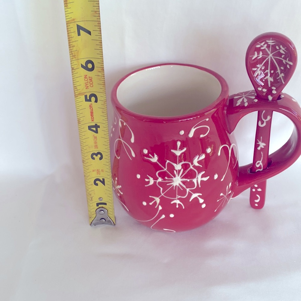 NIB Cracker Barrel Very Beautiful Serve Ware Ceramic Red Mug & Spoon - Picture 4 of 9